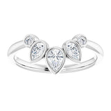 Bezel set crown ring with pear and round shaped Lab grown diamonds in white gold