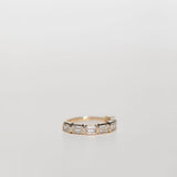 Bezel set emerald cut diamond statement wedding ring
