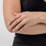 Bezel set emerald cut engagement ring with oval cut bezel set wedding ring