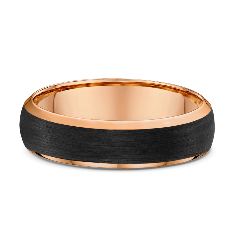 Black Carbon and Rose Gold Mens Ring