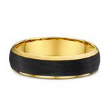 Black Carbon and Yellow Gold Mens Ring