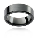 Black zirconium mens wedding ring with brushed top and bevelled edges 2
