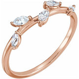 Branch  diamond ring with marquise shape diamonds rose gold 