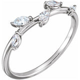 Branch  diamond ring with marquise shape diamonds white gold 