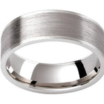 Brushed white gold outer band with polished bevels edge and inner Mens wedding band 
