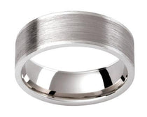 Brushed white gold outer band with polished bevels edge and inner Mens wedding band 