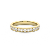 Channel set diamond eternity ring in yellow gold 