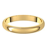 Classic half round 3mm wedding band in yellow gold  