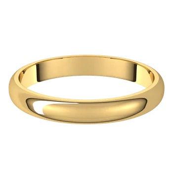 Classic half round 3mm wedding band in yellow gold  