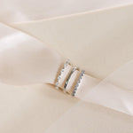 Classic half round wedding band stacked with Diamond wedding bands 
