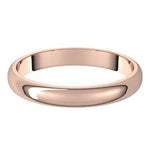 Classic half round womens 3mm wedding band in rose gold 