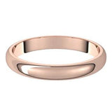Classic half round womens 3mm wedding band in rose gold 