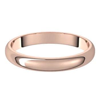 Classic half round womens 3mm wedding band in rose gold 