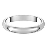 Classic half round womens 3mm wedding band in white gold 