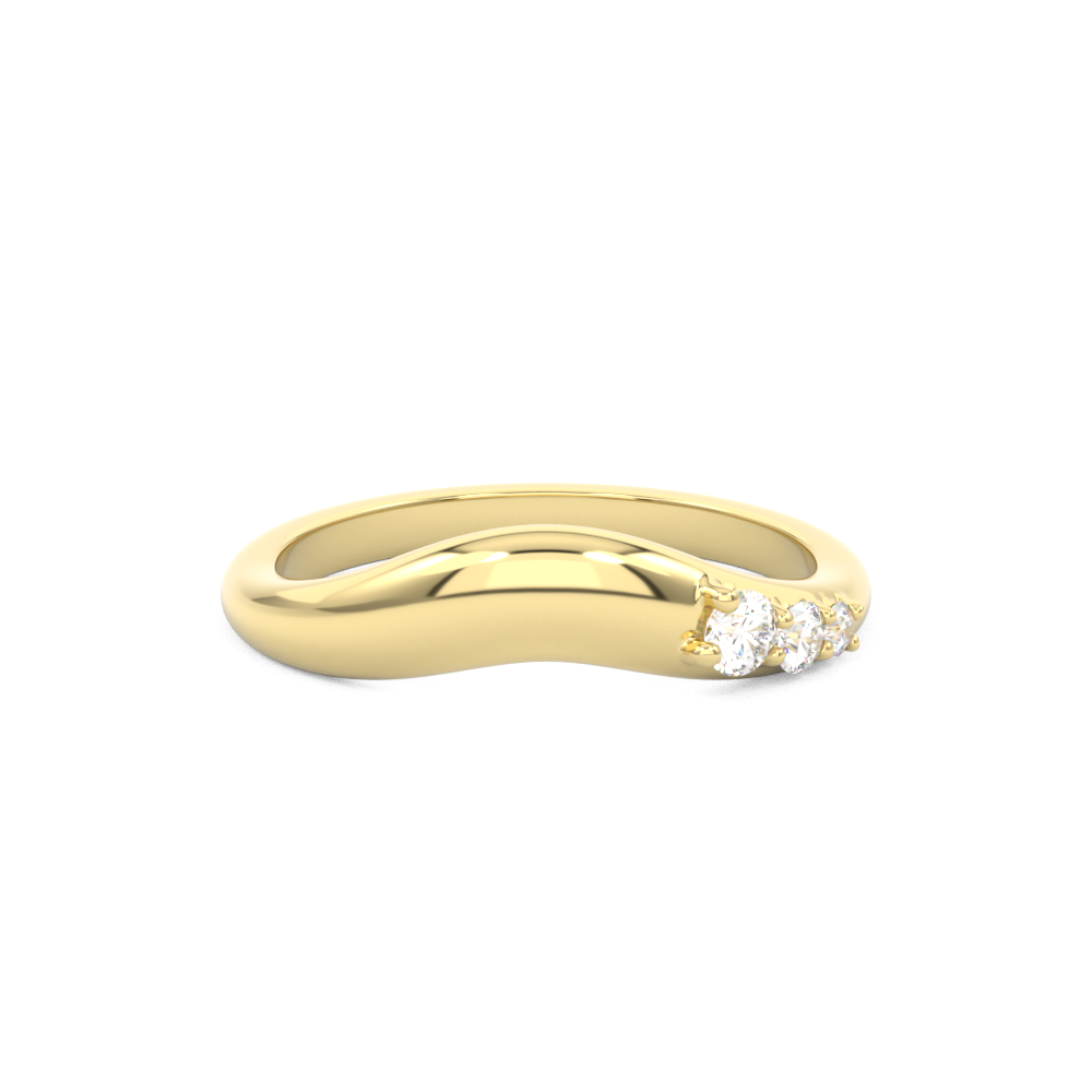 Curved wedding band with diamond accent stones