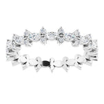 Darcy full set white gold diamond wedding ring with alternating marquise diamonds and round diamonds