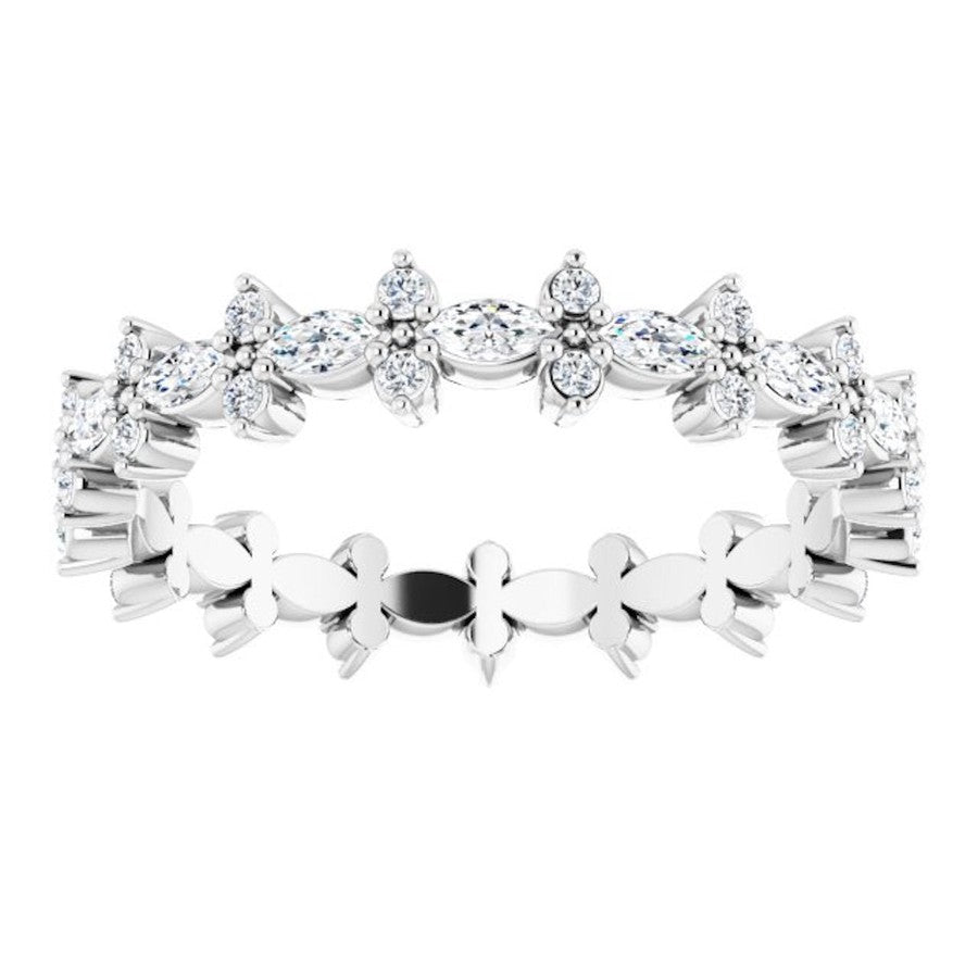 Darcy full set white gold diamond wedding ring with alternating marquise diamonds and round diamonds