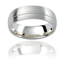 Defined white gold mens wedding ring 