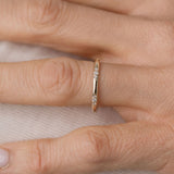 Diamond etched gold wedding ring