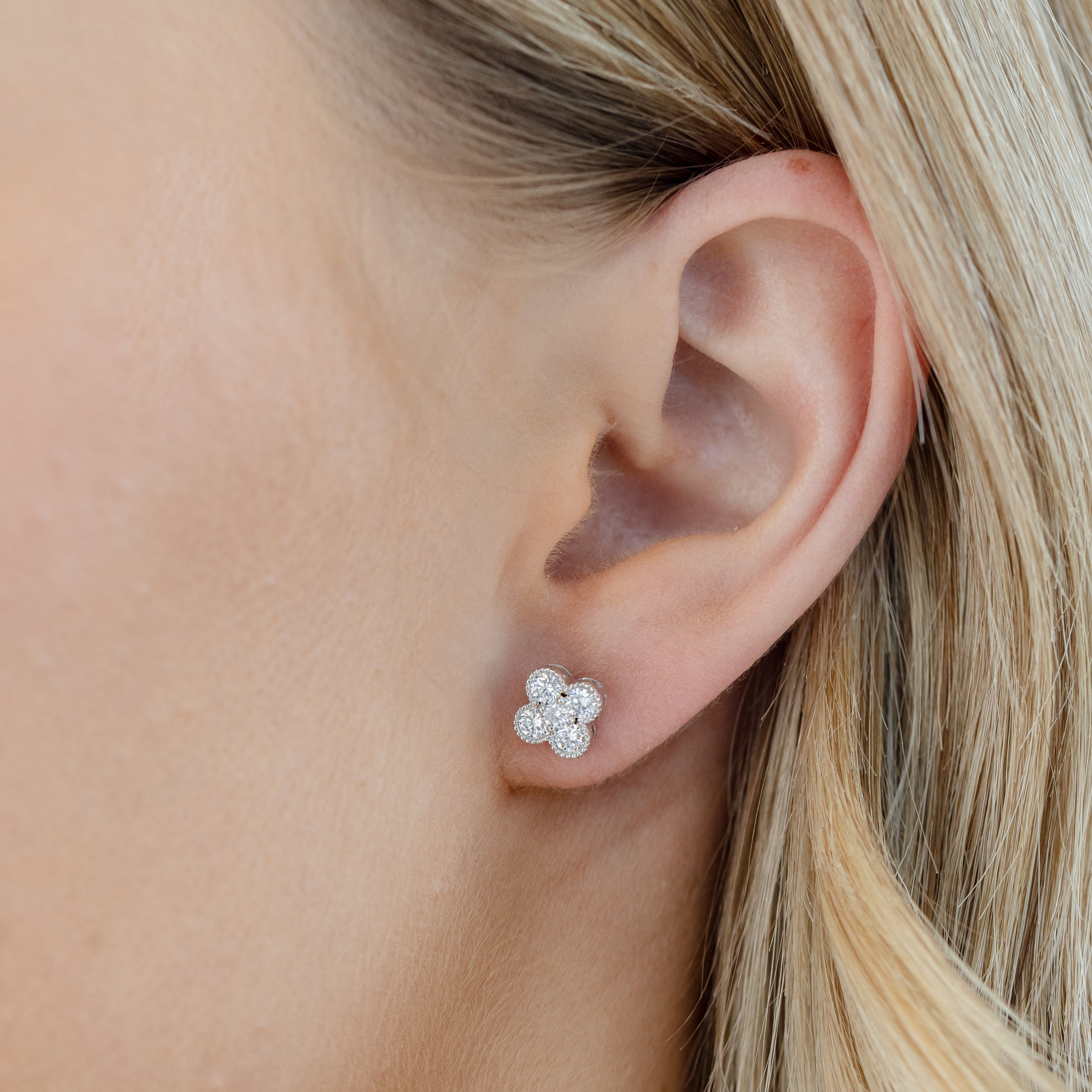 Diamond Flower Earrings