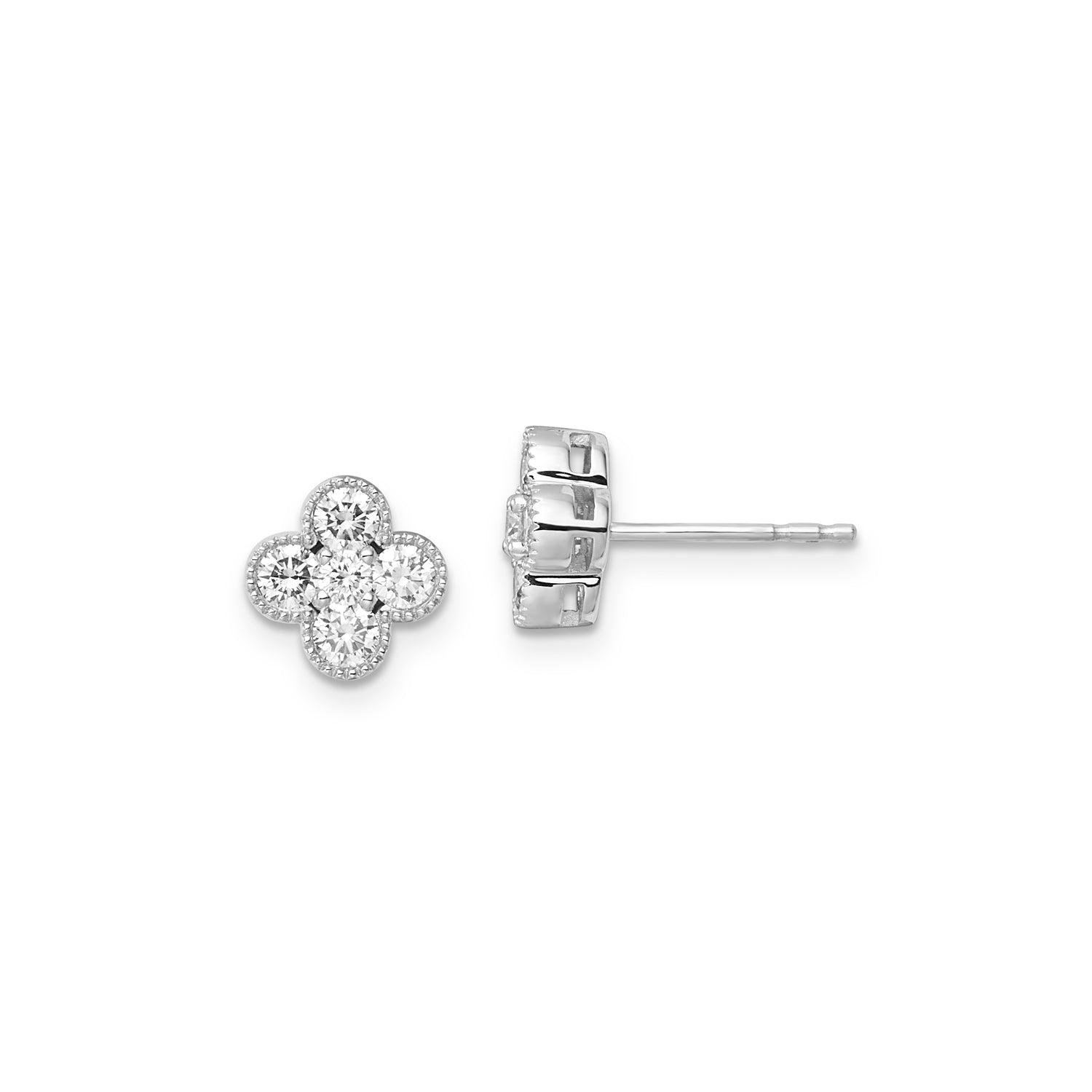 Diamond Flower Stud Earrings in 9kt Gold