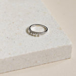 Diamond and pearl half set wedding ring white gold 