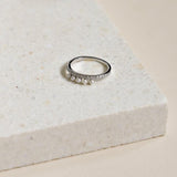 Diamond and pearl half set wedding ring white gold 