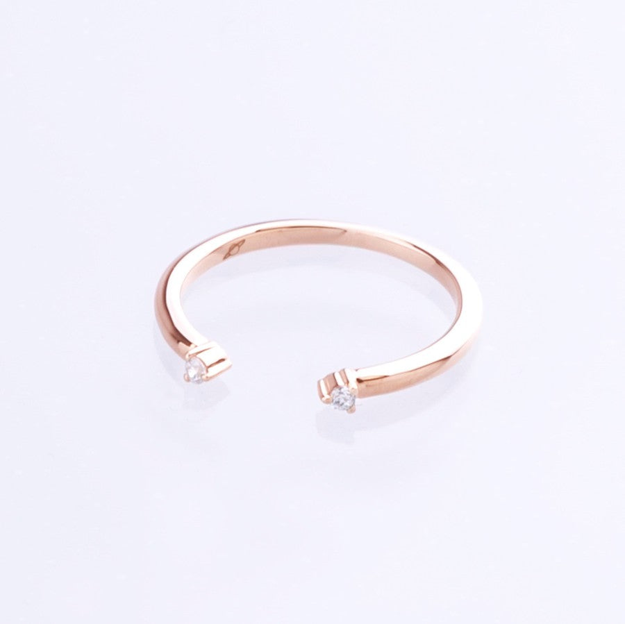 Diamond cuff stacking ring rose gold 