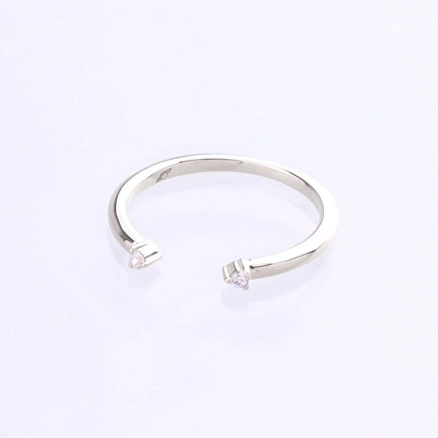 Diamond cuff stacking ring white gold 