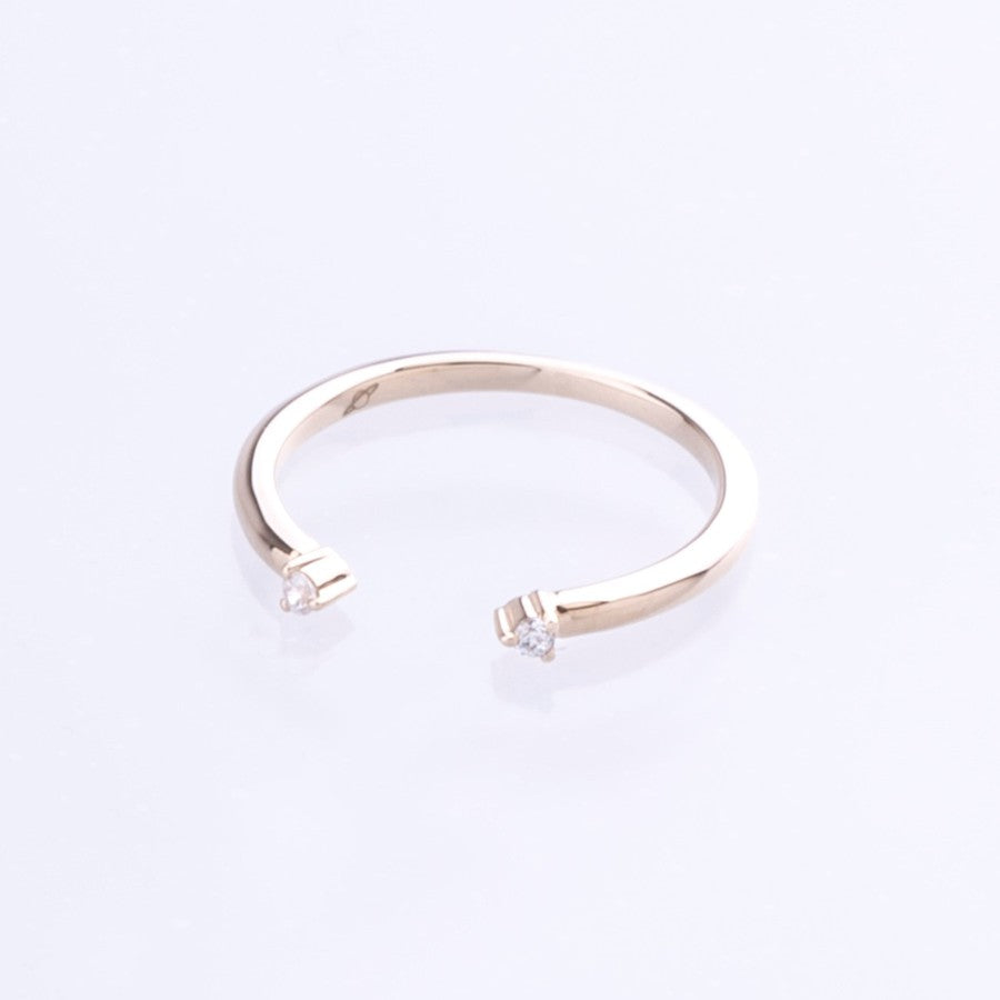 Diamond cuff stacking ring yellow gold 