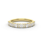 Diamond statement wedding ring with princess cut and baguette cut diamonds in 18kt yellow gold 