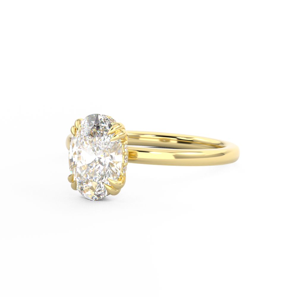 Double Claw Oval Solitaire Engagement Ring