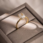 ELONGATED CUSHION CUT DIAMOND SOLITAIRE ENGAGEMENT RING GOLD