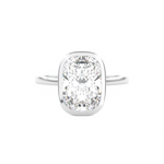 Elongated Cushion Cut Bezel Set Engagement Ring in White Gold