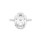 Elongated Cushion Cut Bezel Set Engagement Ring in White Gold