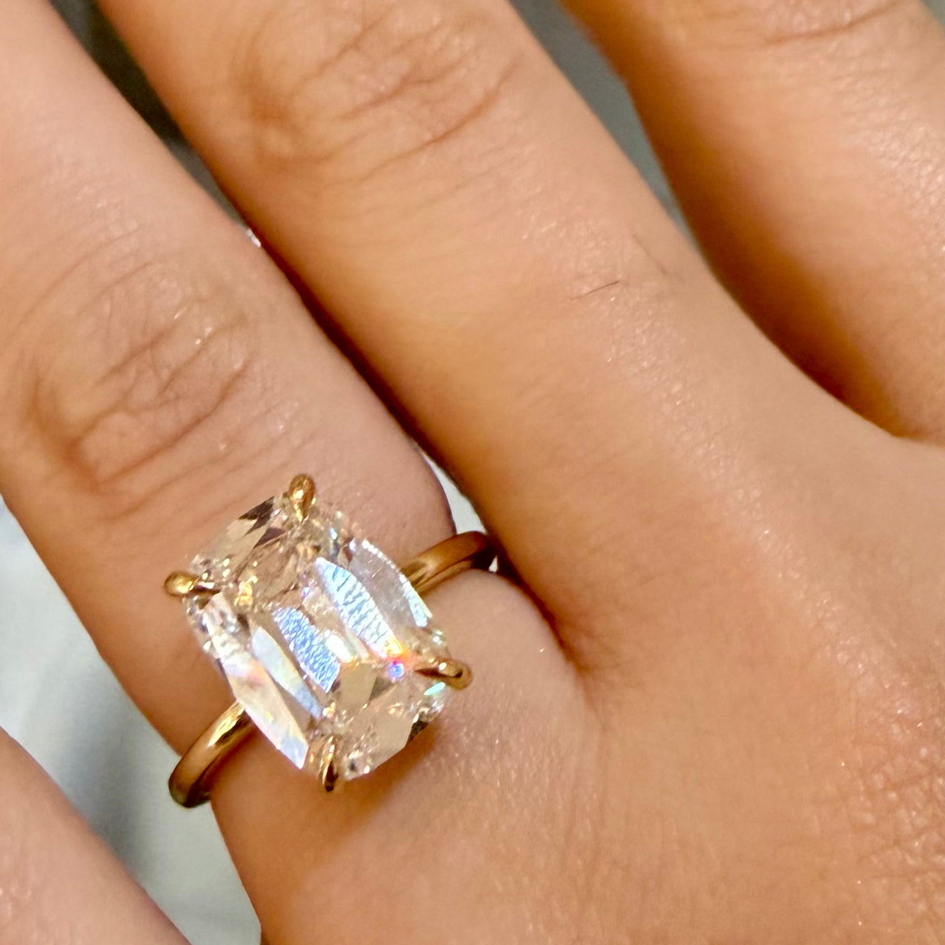 Elongated Cushion Old Mine Cut 5.03ct Diamond Ring