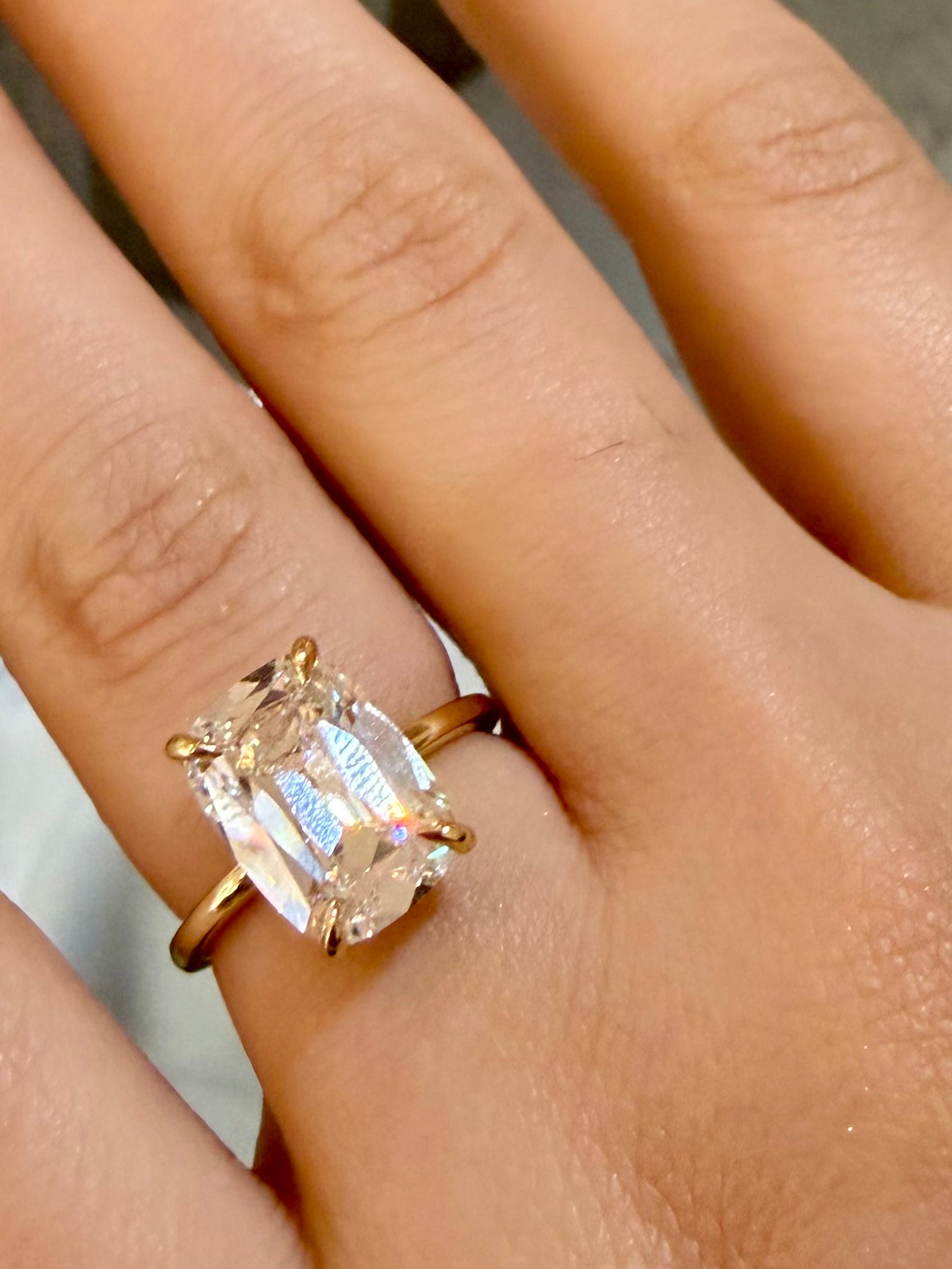 Elongated Cushion Old Mine Cut 5.03ct Diamond Ring