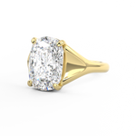 Elongated Cushion Cut Diamond Ring in Wide Yellow Gold band