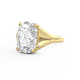 Elongated Cushion Cut Diamond Ring in Wide Yellow Gold band