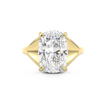 Elongated Cushion Cut Diamond Ring in Wide Yellow Gold band 3
