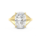 Elongated Cushion Cut Diamond Ring in Wide Yellow Gold band 3