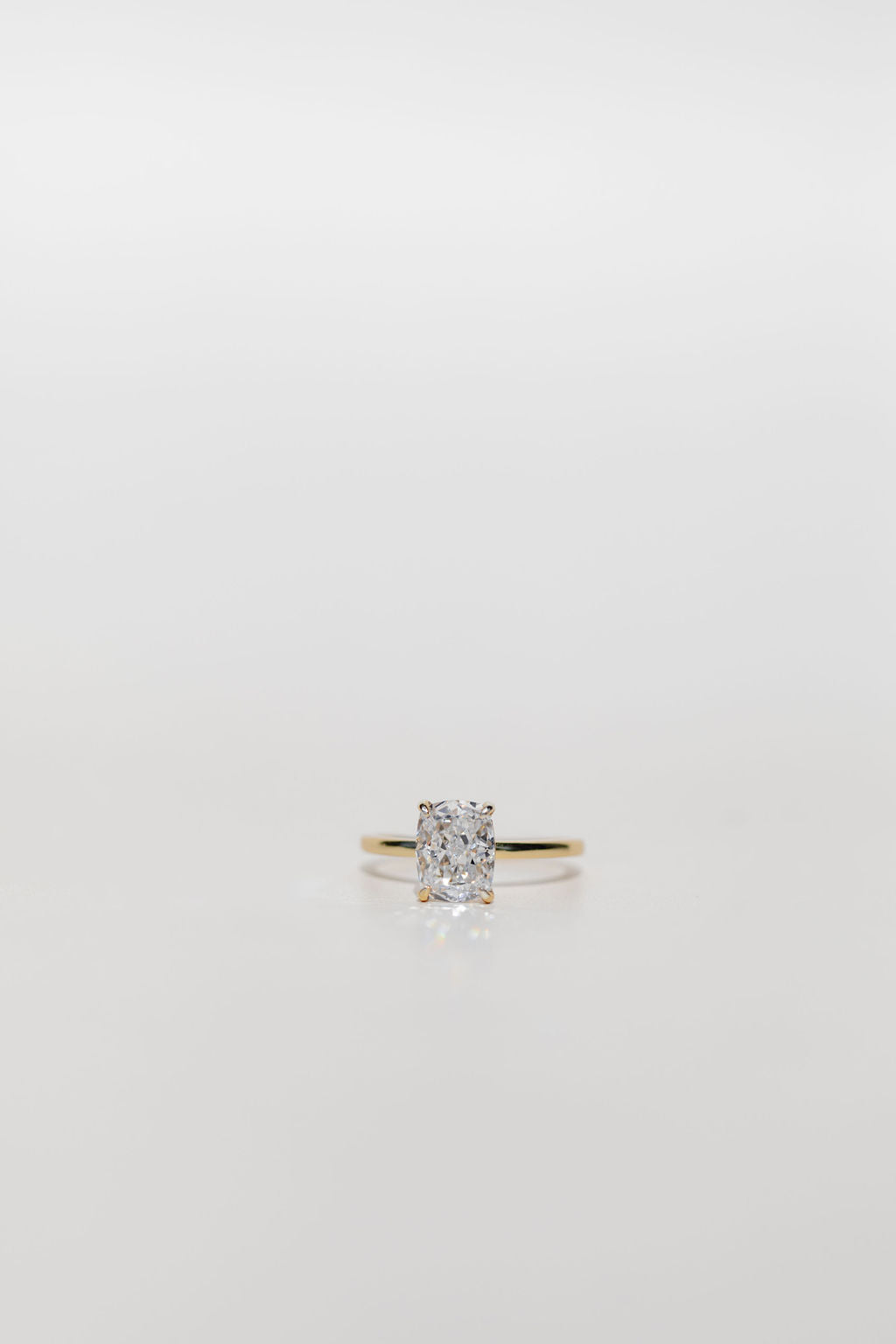 Elongated Cushion Cut Solitaire Diamond Engagement Ring