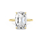 Elongated Cushion Old Mine Cut solitaire diamond ring
