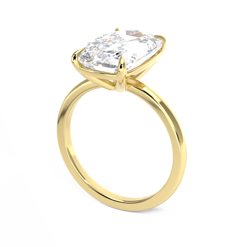 Elongated Cushion Old Mine Cut solitaire diamond ring