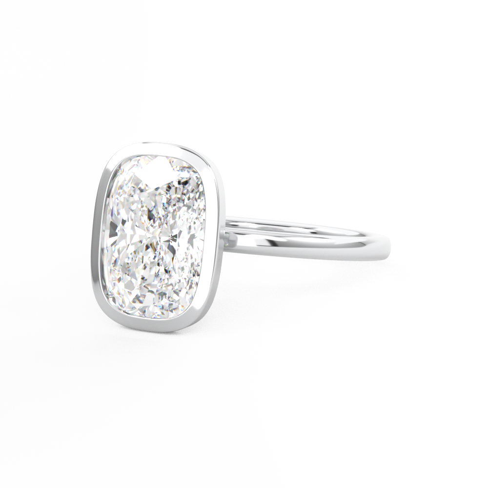 Elongated Cushion Cut Diamond Engagement Ring in Platinum