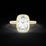 Elongated Cushion Cut Diamond Engagement ring in Yellow Gold