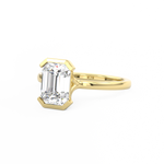 Emerald Cut Diamond Half Bezel Set Engagement Ring 