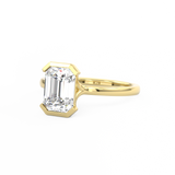 Emerald Cut Diamond Half Bezel Set Engagement Ring 