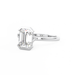 Emerald Cut Diamond Half Bezel Set Engagement Ring Platinum