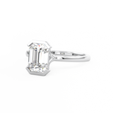 Emerald Cut Diamond Half Bezel Set Engagement Ring Platinum